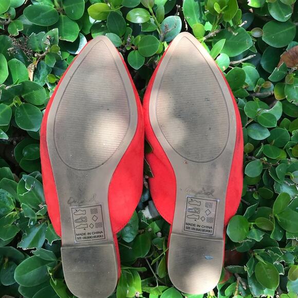 Qupid tomato red micro suede slides - Picture 3 of 4